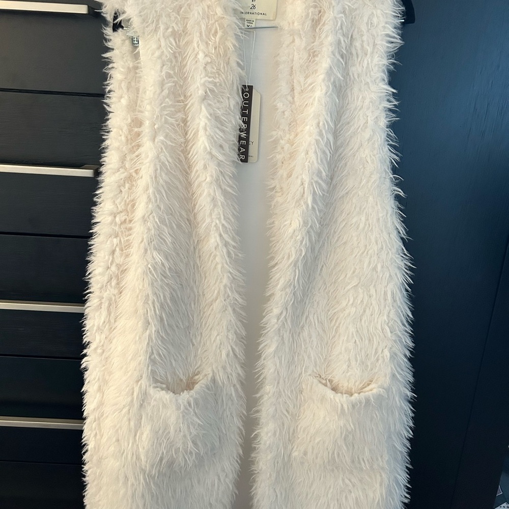 Ashley By 26 International Ivory Faux Fur Vest